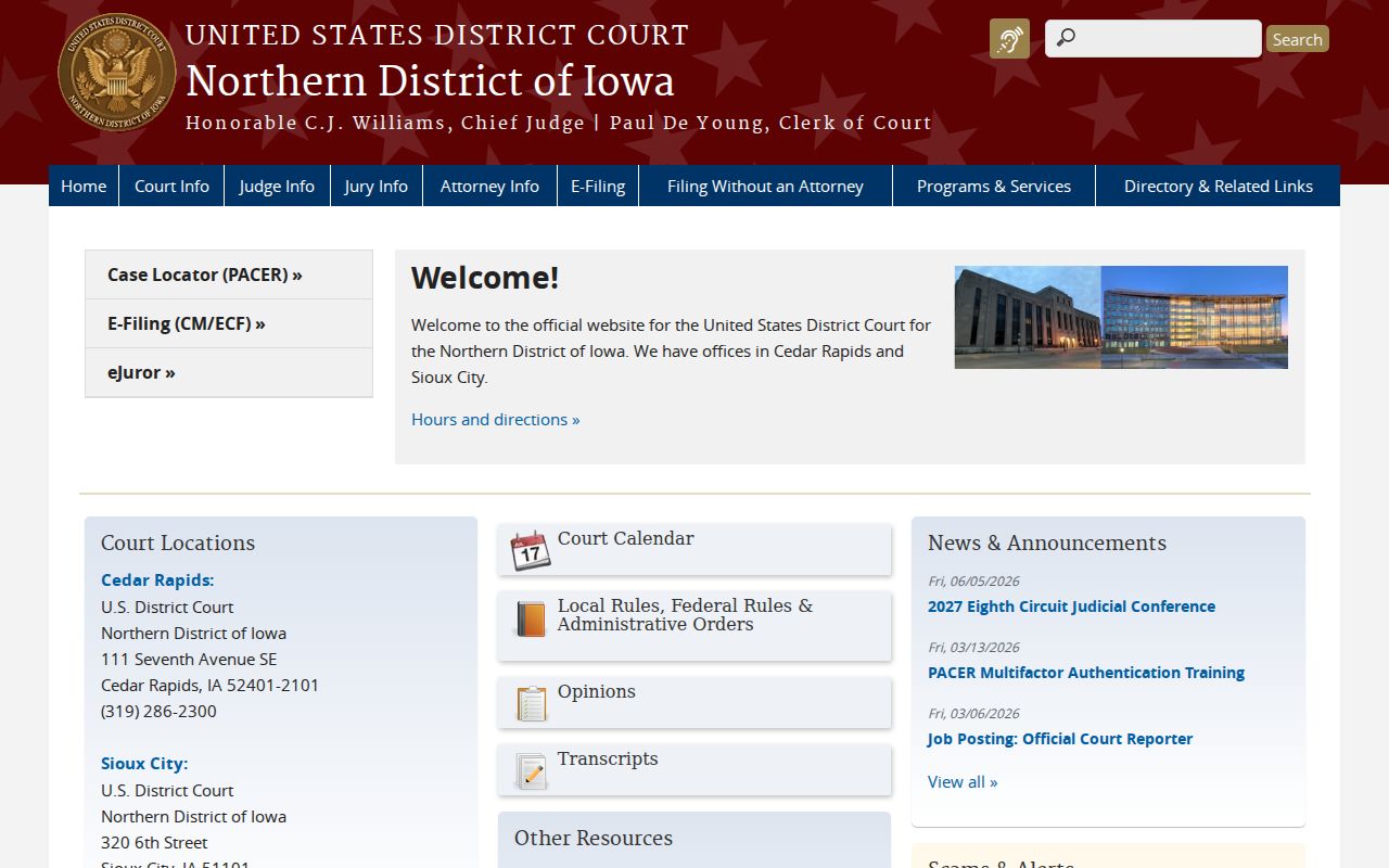 Northern District federal criminal court serving Ida County