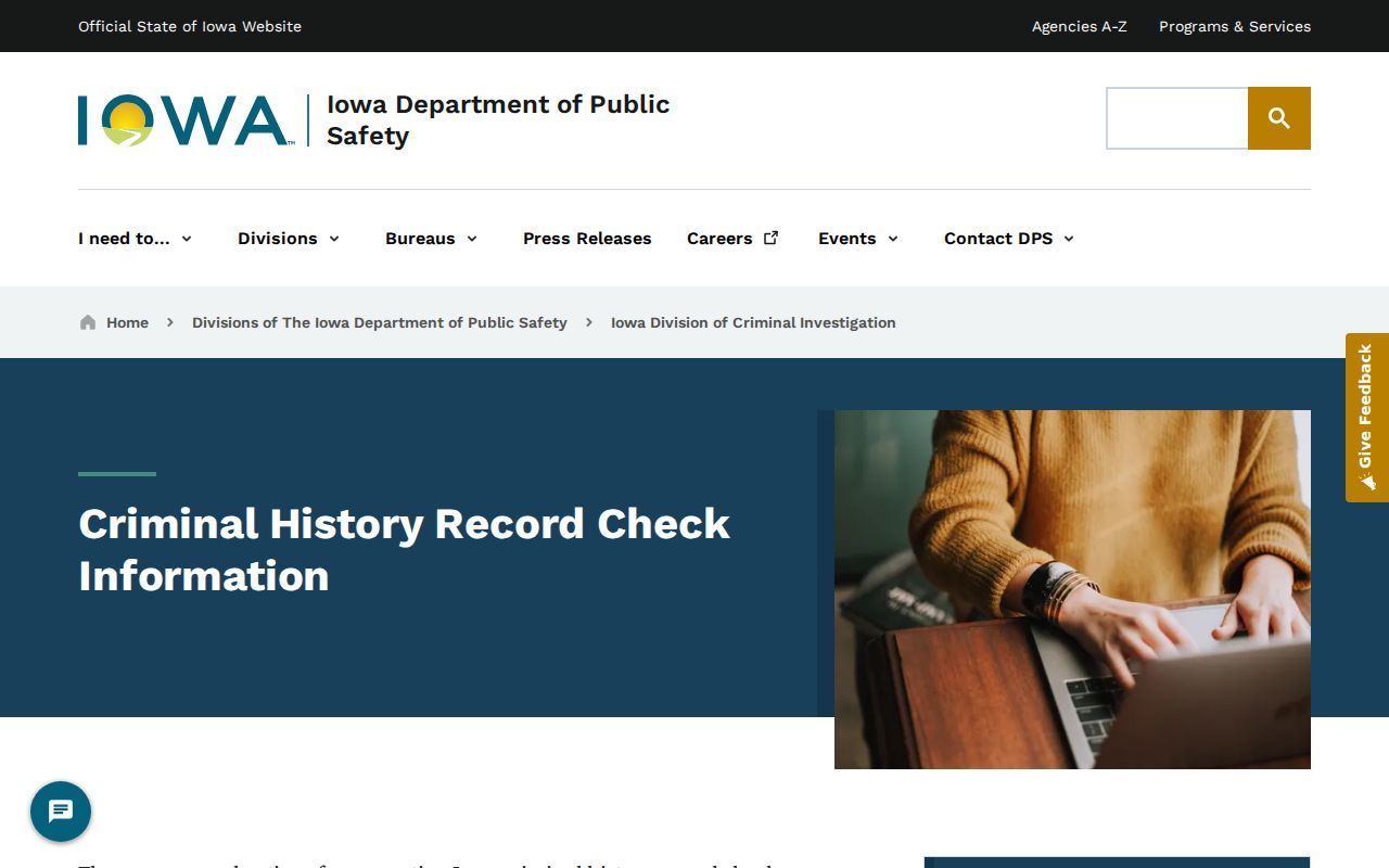 Iowa DCI criminal history check information used by Ida County residents